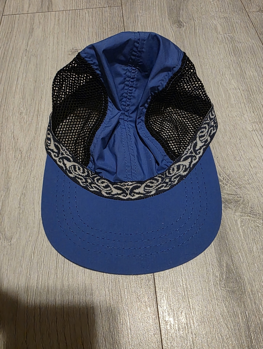 Unisex L.L. Bean Blue Mesh Panel Baseball Cap with Patterned Trim